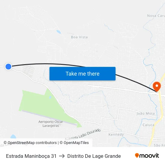 Estrada Maninboça 31 to Distrito De Lage Grande map