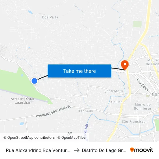 Rua Alexandrino Boa Ventura, 881 to Distrito De Lage Grande map