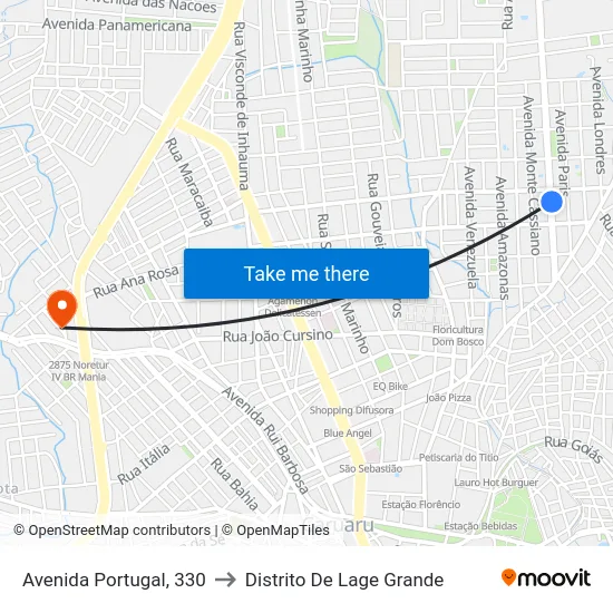 Avenida Portugal, 330 to Distrito De Lage Grande map