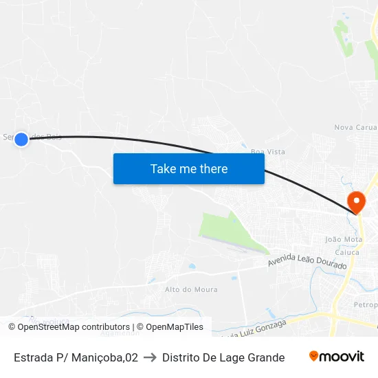 Estrada P/ Maniçoba,02 to Distrito De Lage Grande map