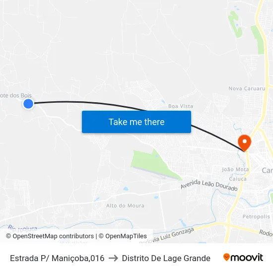 Estrada P/ Maniçoba,016 to Distrito De Lage Grande map