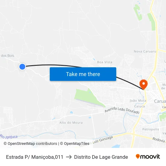 Estrada P/ Maniçoba,011 to Distrito De Lage Grande map