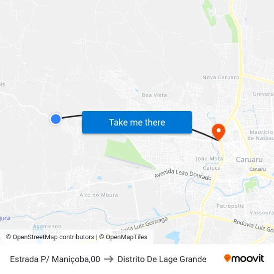 Estrada P/ Maniçoba,00 to Distrito De Lage Grande map