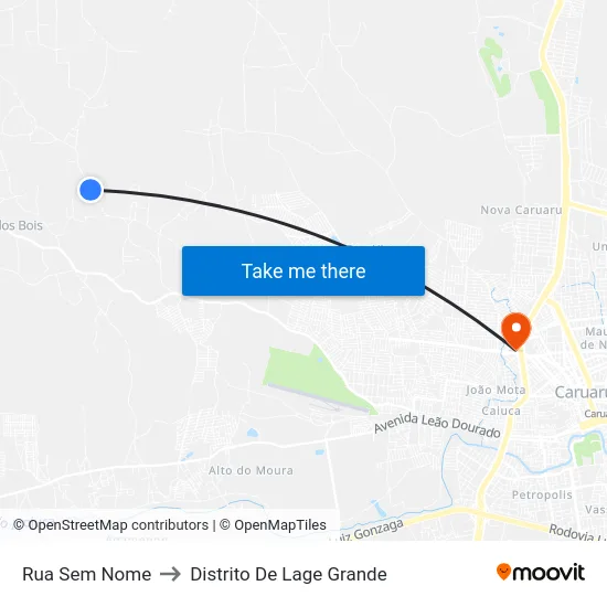 Rua Sem Nome to Distrito De Lage Grande map