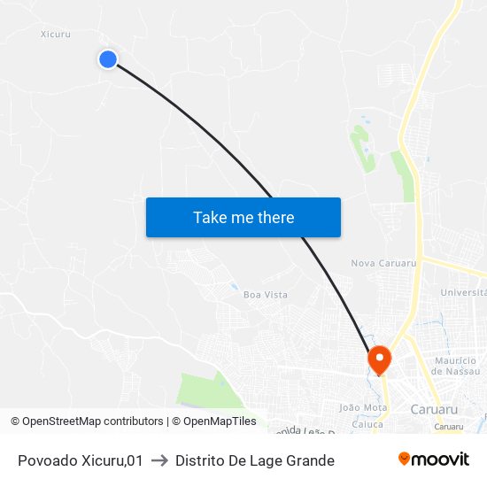 Povoado Xicuru,01 to Distrito De Lage Grande map
