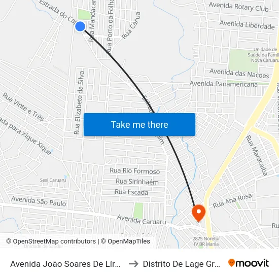Avenida João Soares De Líra, 570 to Distrito De Lage Grande map