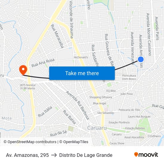 Av. Amazonas, 295 to Distrito De Lage Grande map