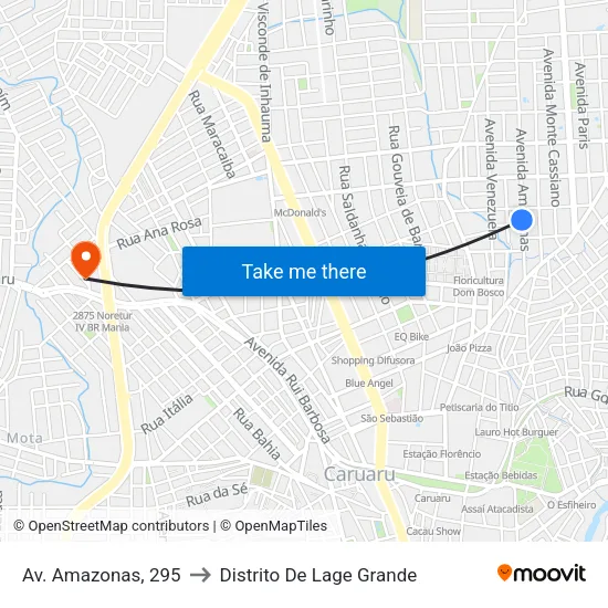 Av. Amazonas, 295 to Distrito De Lage Grande map