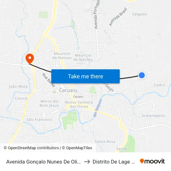 Avenida Gonçalo Nunes De Oliveira, 337 to Distrito De Lage Grande map