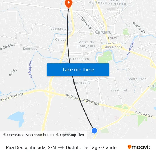 Rua Desconhecida, S/N to Distrito De Lage Grande map