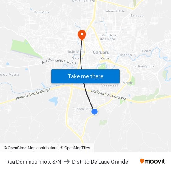 Rua Dominguinhos, S/N to Distrito De Lage Grande map