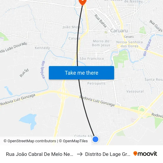 Rua João Cabral De Melo Neto, S/N to Distrito De Lage Grande map