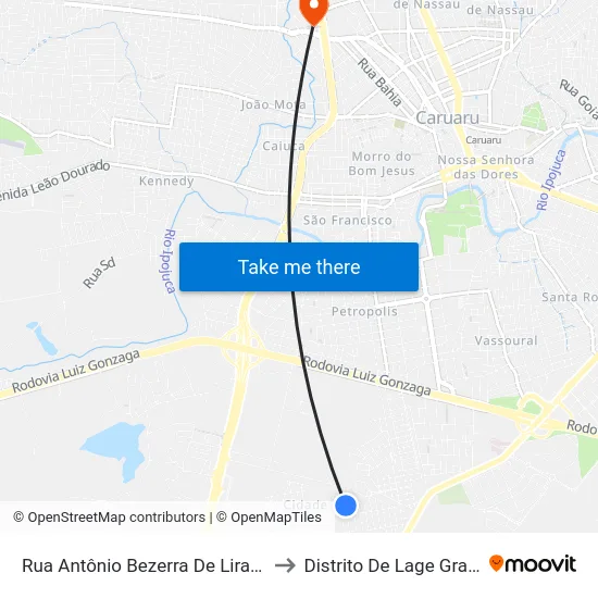 Rua Antônio Bezerra De Lira, S/N to Distrito De Lage Grande map