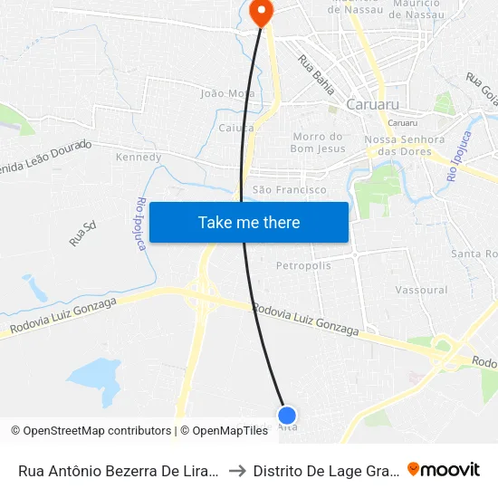 Rua Antônio Bezerra De Lira, S/N to Distrito De Lage Grande map