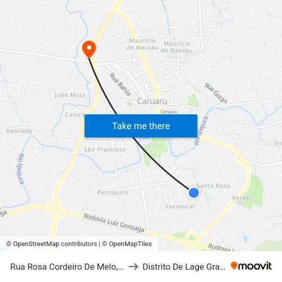 Rua Rosa Cordeiro De Melo, 318 to Distrito De Lage Grande map