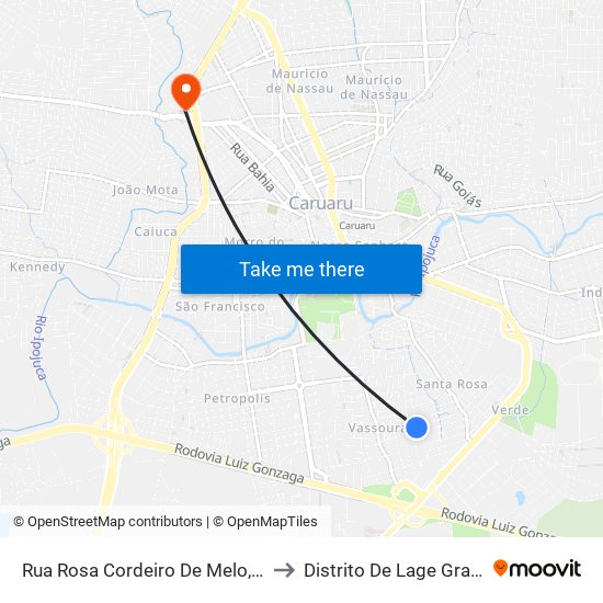 Rua Rosa Cordeiro De Melo, 320 to Distrito De Lage Grande map