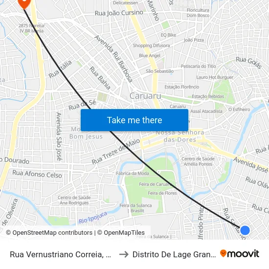 Rua Vernustriano Correia, 459 to Distrito De Lage Grande map