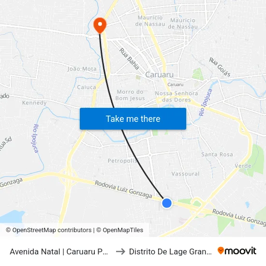 Avenida Natal | Caruaru Park to Distrito De Lage Grande map