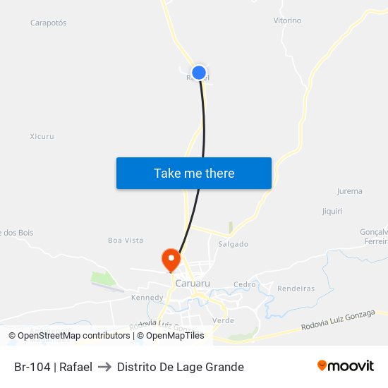 Br-104 | Rafael to Distrito De Lage Grande map