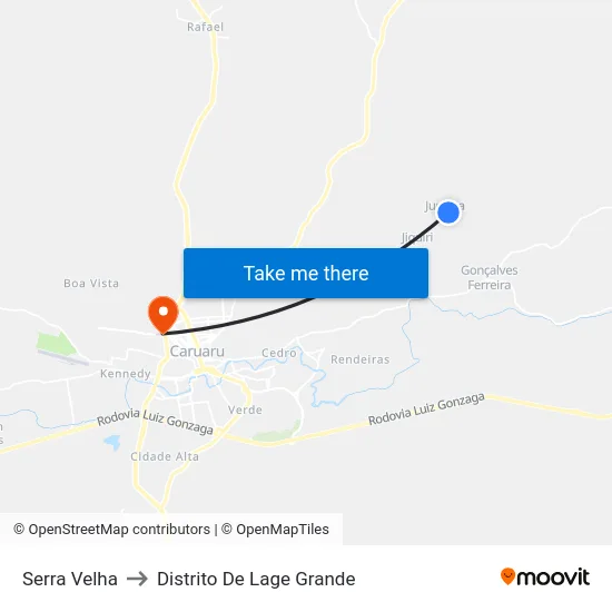 Serra Velha to Distrito De Lage Grande map