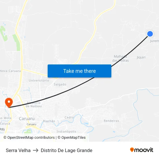 Serra Velha to Distrito De Lage Grande map