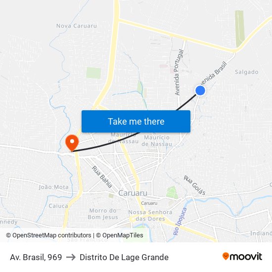 Av. Brasil, 969 to Distrito De Lage Grande map