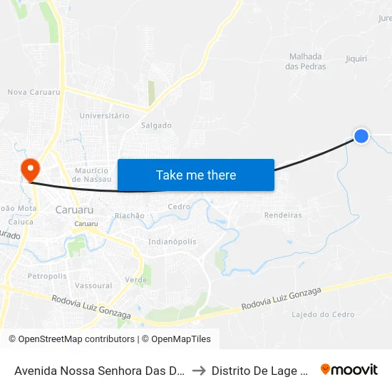 Avenida Nossa Senhora Das Dores, 697 to Distrito De Lage Grande map