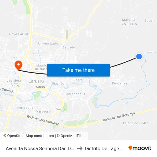 Avenida Nossa Senhora Das Dores, 243 to Distrito De Lage Grande map