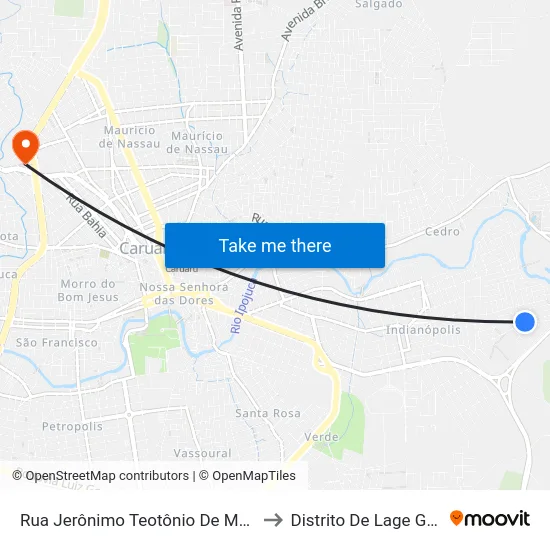 Rua Jerônimo Teotônio De Melo, 106 to Distrito De Lage Grande map