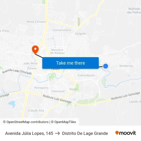 Avenida Júlia Lopes, 145 to Distrito De Lage Grande map