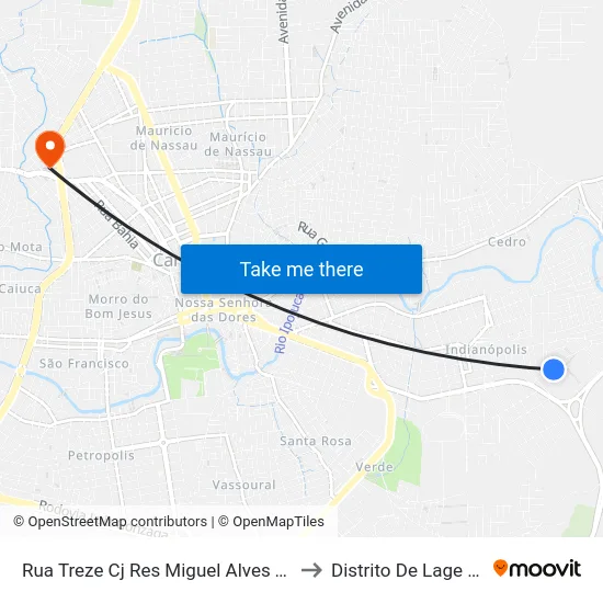 Rua Treze Cj Res Miguel Alves Torres, 251 to Distrito De Lage Grande map