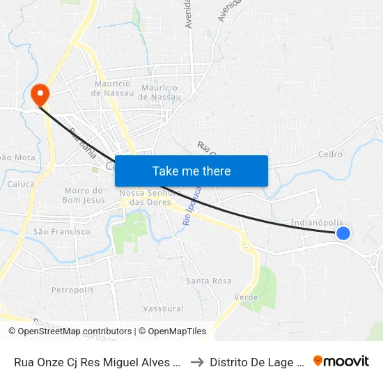 Rua Onze Cj Res Miguel Alves Torres, 400 to Distrito De Lage Grande map