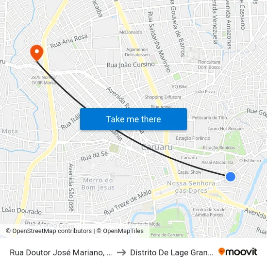 Rua Doutor José Mariano, 84 to Distrito De Lage Grande map