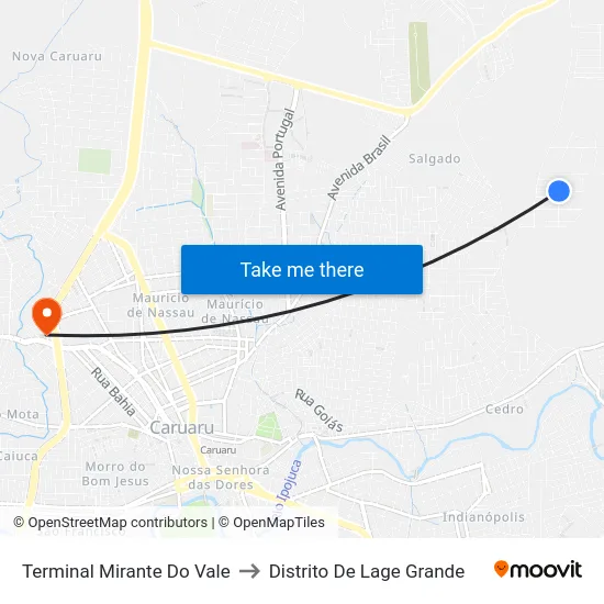 Terminal Mirante Do Vale to Distrito De Lage Grande map