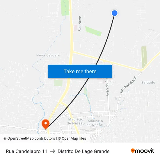 Rua Candelabro 11 to Distrito De Lage Grande map