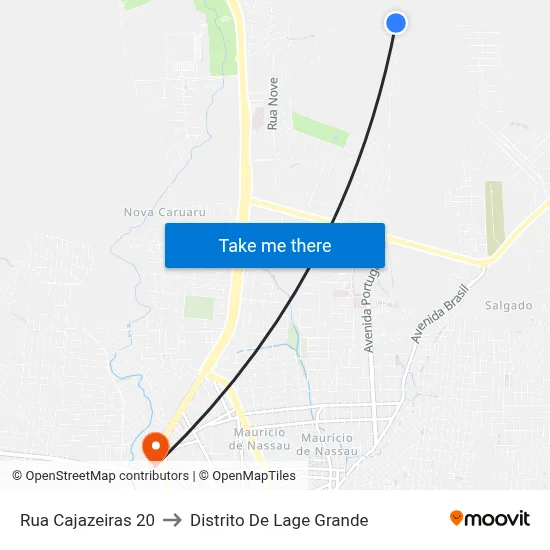 Rua Cajazeiras 20 to Distrito De Lage Grande map