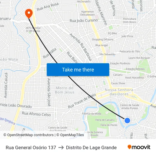 Rua General Osório 137 to Distrito De Lage Grande map