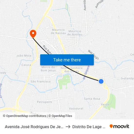 Avenida José Rodrigues De Jesus 1356 to Distrito De Lage Grande map