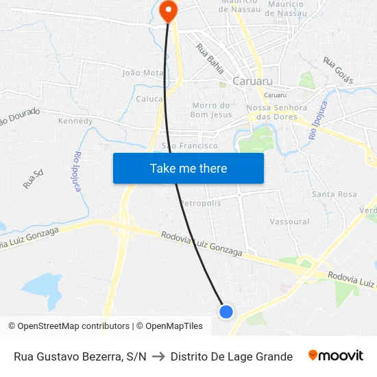 Rua Gustavo Bezerra, S/N to Distrito De Lage Grande map