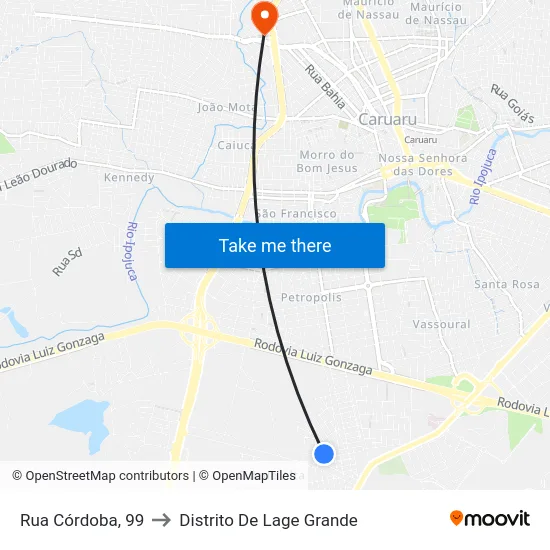 Rua Córdoba, 99 to Distrito De Lage Grande map