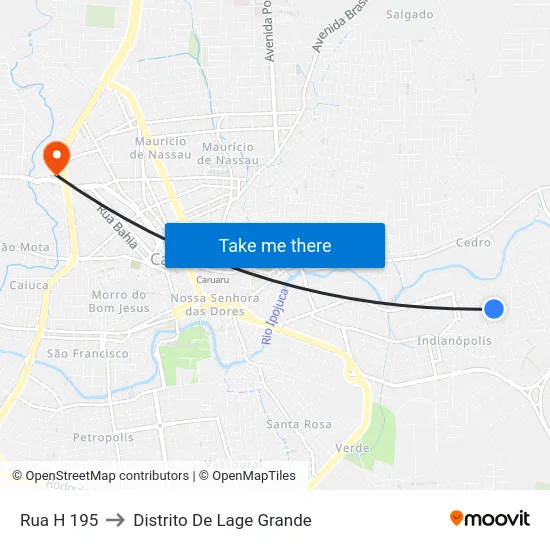 Rua H 195 to Distrito De Lage Grande map