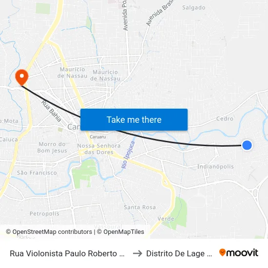 Rua Violonista Paulo Roberto Da Silva 70 to Distrito De Lage Grande map