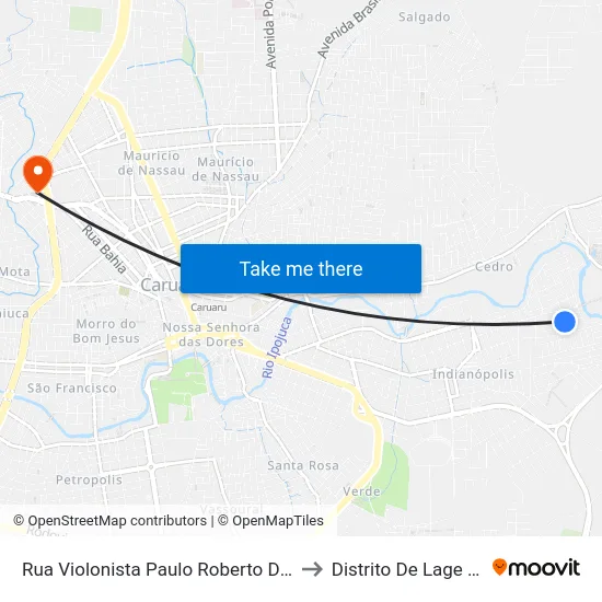Rua Violonista Paulo Roberto Da Silva 255 to Distrito De Lage Grande map