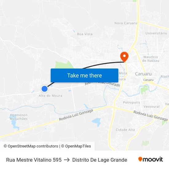 Rua Mestre Vitalino 595 to Distrito De Lage Grande map