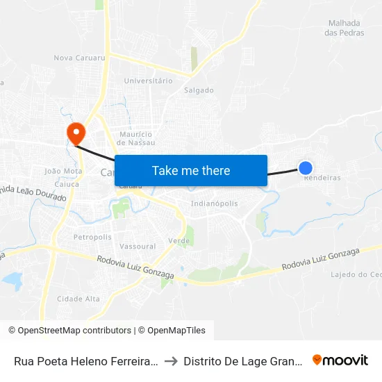 Rua Poeta Heleno Ferreira 1 to Distrito De Lage Grande map