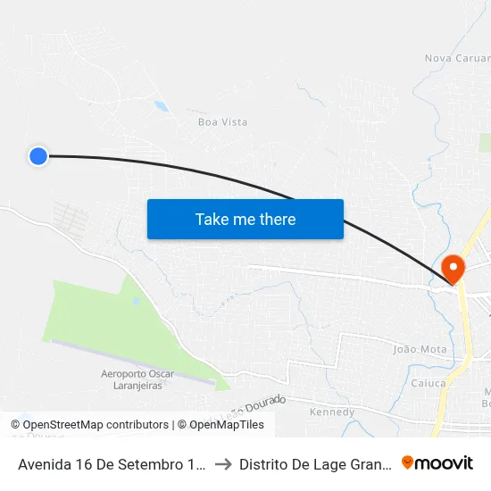 Avenida 16 De Setembro 163 to Distrito De Lage Grande map