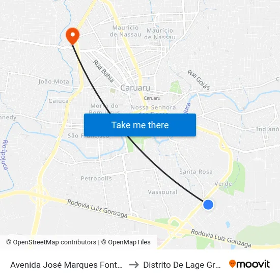 Avenida José Marques Fontes 90 to Distrito De Lage Grande map