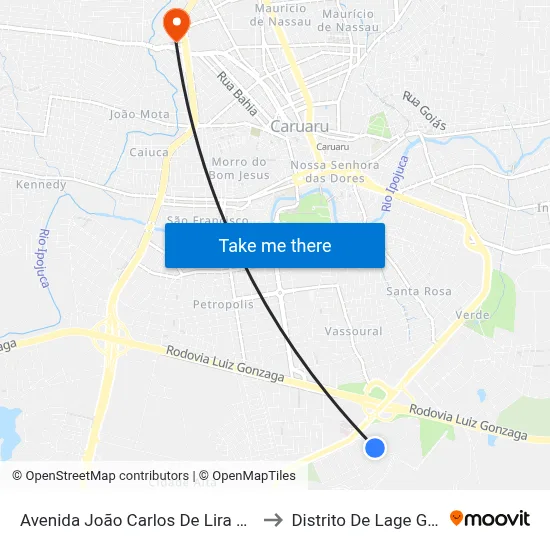 Avenida João Carlos De Lira Lins 410 to Distrito De Lage Grande map