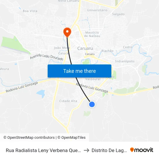 Rua Radialista Leny Verbena Queiroga Barros 204 to Distrito De Lage Grande map