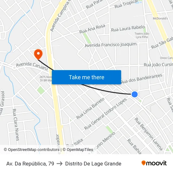 Av. Da República, 79 to Distrito De Lage Grande map